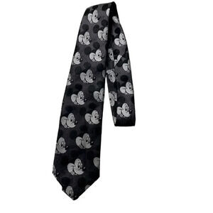 Vintage Walt Disney Co. Cervantes Grey Gray Mickey Mouse Character Tie, USA Made